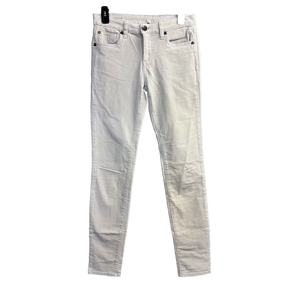Kut Kloth Jeans Womens 2 Ivory Beige Corduroy Stretch Skinny Mid Rise Pants EUC